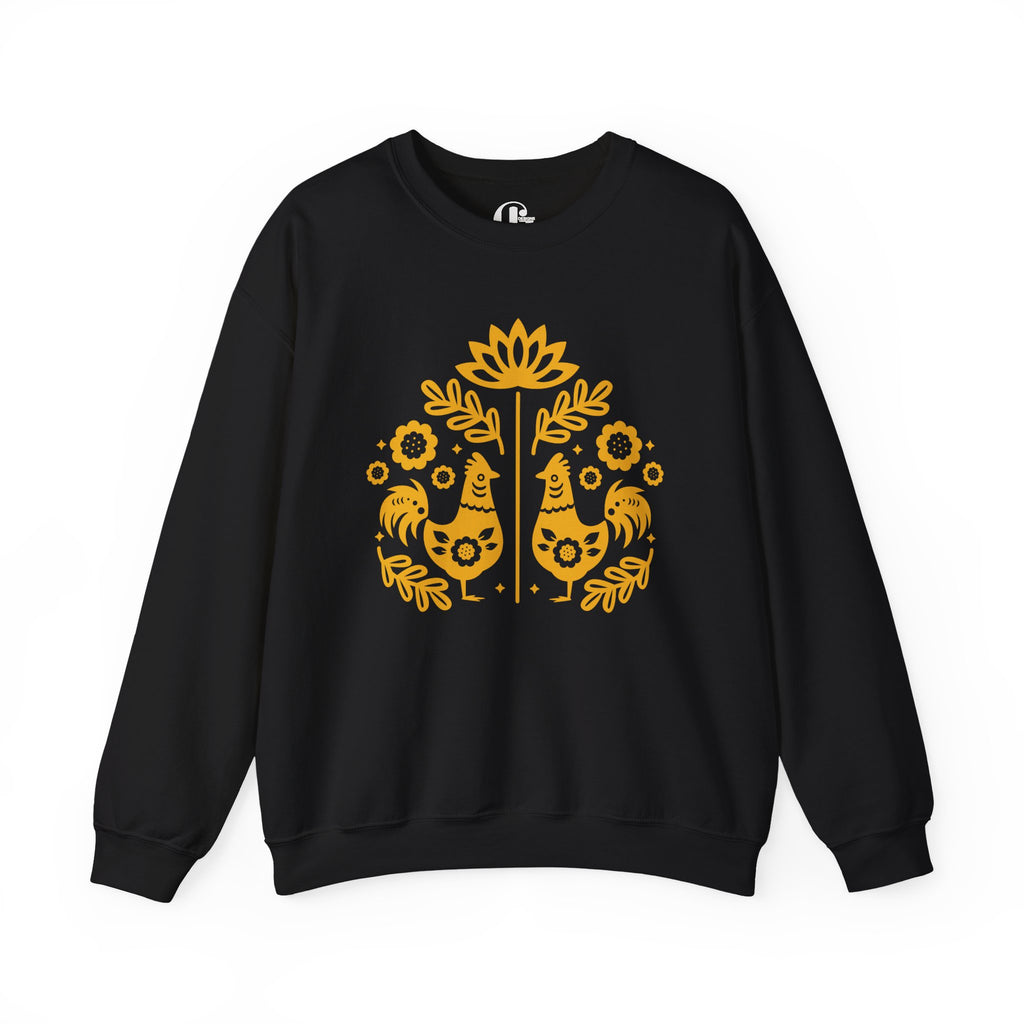 Folk Art Rooster Crewneck Sweatshirt