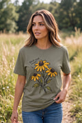 Black-Eyed Susan Floral T-Shirt — Hand-Drawn Yellow Wildflower Tee